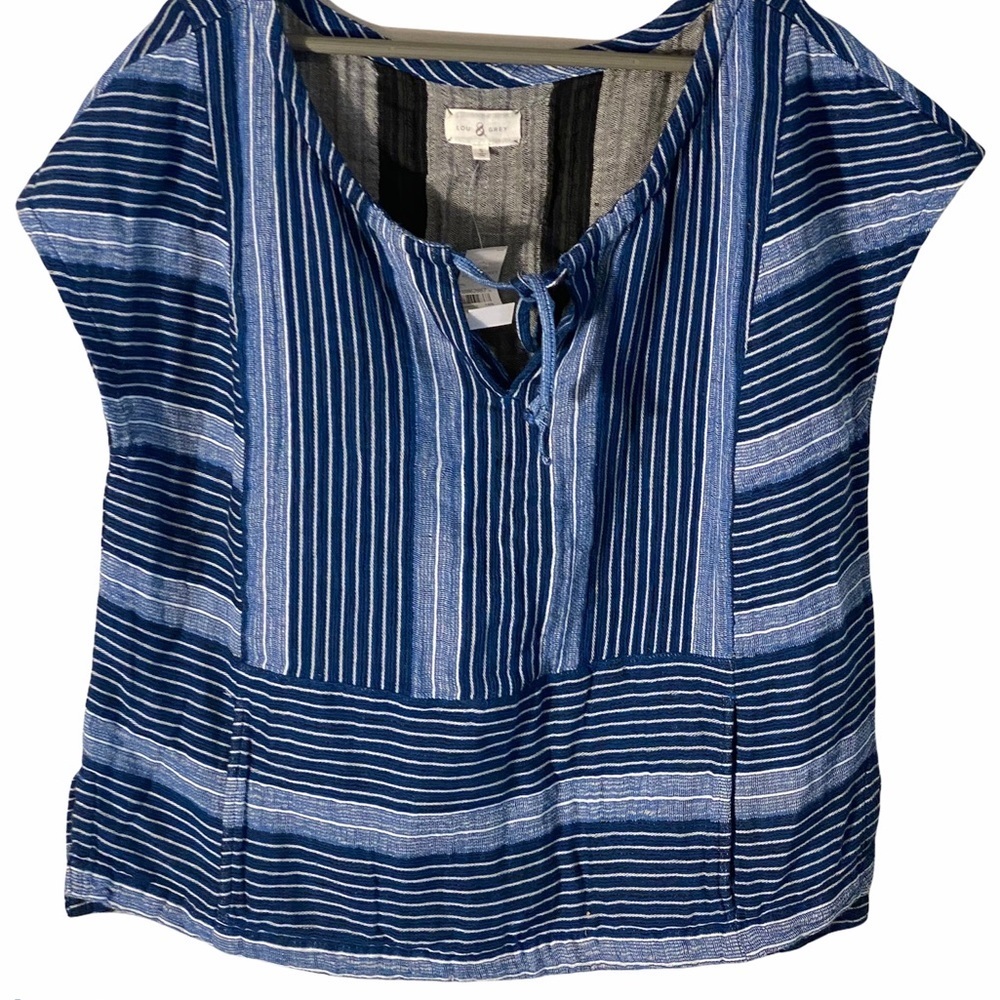 Lou & Grey Striped Top Blue Sz Small NWT